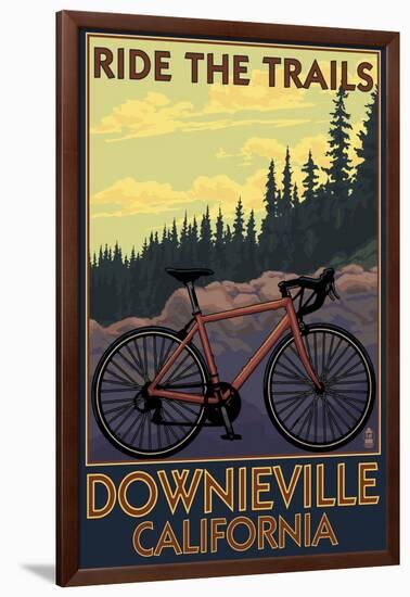 Downieville, California - Bicycle on Trails-Lantern Press-Framed Art Print