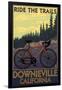 Downieville, California - Bicycle on Trails-Lantern Press-Framed Art Print