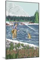 Downieville, California - Fly Fisherman-Lantern Press-Mounted Art Print