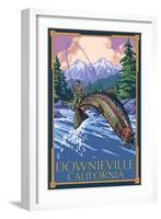 Downieville, California - Fly Fishing-Lantern Press-Framed Art Print