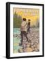 Downieville, California - Women Fishing-Lantern Press-Framed Art Print