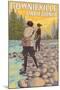 Downieville, California - Women Fishing-Lantern Press-Mounted Art Print