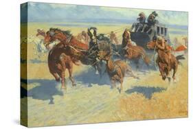 Downing the Nigh Leader, 1907-Frederic Sackrider Remington-Stretched Canvas