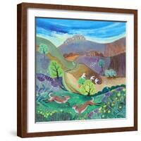 Downland Hares,2017-Lisa Graa Jensen-Framed Giclee Print