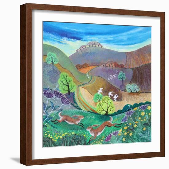 Downland Hares,2017-Lisa Graa Jensen-Framed Giclee Print