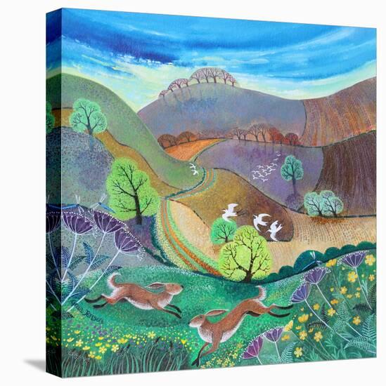 Downland Hares,2017-Lisa Graa Jensen-Stretched Canvas