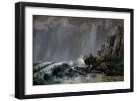 Downpour at Etretat-Gustave Courbet-Framed Giclee Print