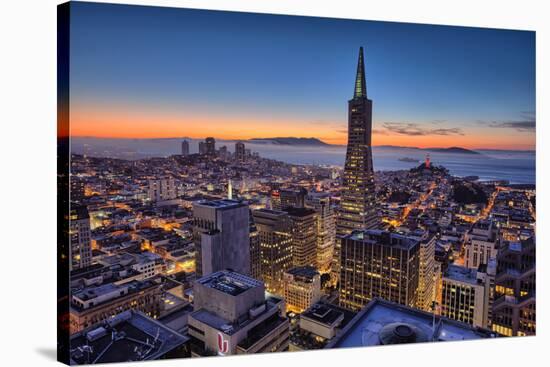 Downtown After Sunset, San Francisco, Cityscape, Urban View-Vincent James-Stretched Canvas