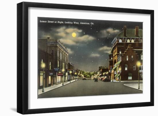 Downtown Americus at Night-null-Framed Art Print