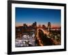 Downtown and Gateway Arch at Dawn, St. Louis, Missouri, USA-Walter Bibikow-Framed Photographic Print