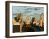 Downtown and Gateway Arch at Sunset, St. Louis, Missouri, USA-Walter Bibikow-Framed Photographic Print