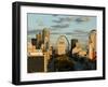 Downtown and Gateway Arch at Sunset, St. Louis, Missouri, USA-Walter Bibikow-Framed Photographic Print