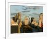 Downtown and Gateway Arch at Sunset, St. Louis, Missouri, USA-Walter Bibikow-Framed Photographic Print