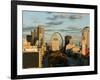 Downtown and Gateway Arch at Sunset, St. Louis, Missouri, USA-Walter Bibikow-Framed Photographic Print