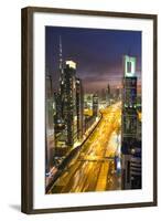 Downtown and Sheikh Zayed Road Looking Towards the Burj Kalifa, Dubai, United Arab Emirates-Peter Adams-Framed Photographic Print