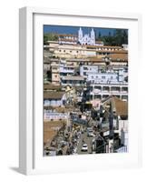 Downtown Area Overlooked by Large Christian Church in Hill Station of Coonor, Tamil Nadu, India-Tony Waltham-Framed Photographic Print