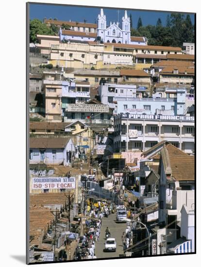 Downtown Area Overlooked by Large Christian Church in Hill Station of Coonor, Tamil Nadu, India-Tony Waltham-Mounted Photographic Print