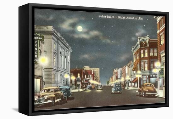 Downtown at Night, Anniston, Alabama-null-Framed Stretched Canvas