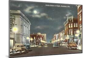 Downtown at Night, Anniston, Alabama-null-Mounted Art Print
