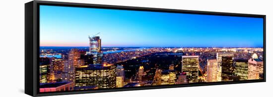 Downtown at Night, Central Park from Top of the Rock Oberservation Deck, Rockefeller Center, NYC-Philippe Hugonnard-Framed Stretched Canvas