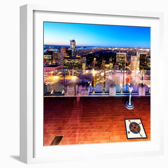 Downtown at Night, Top of the Rock Oberservation Deck, Rockefeller Center, New York City-Philippe Hugonnard-Framed Photographic Print