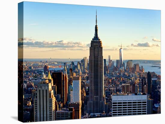 Downtown at Sunset, Empire State Building and One World Trade Center (1WTC), Manhattan, New York-Philippe Hugonnard-Stretched Canvas