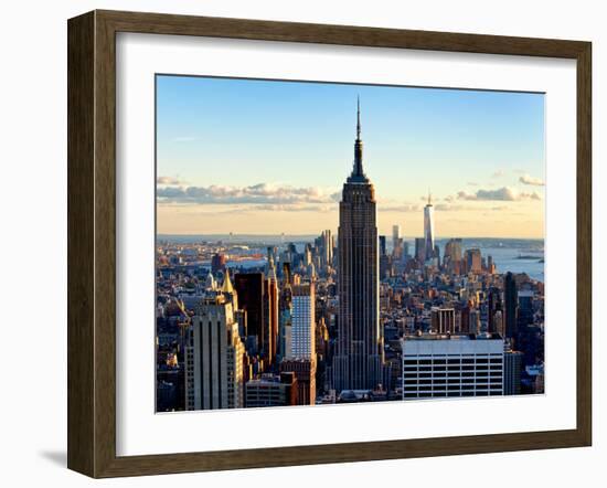 Downtown at Sunset, Empire State Building and One World Trade Center (1WTC), Manhattan, New York-Philippe Hugonnard-Framed Premium Photographic Print