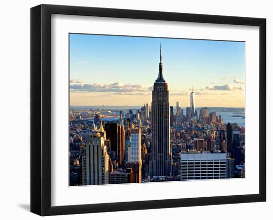 Downtown at Sunset, Empire State Building and One World Trade Center (1WTC), Manhattan, New York-Philippe Hugonnard-Framed Premium Photographic Print