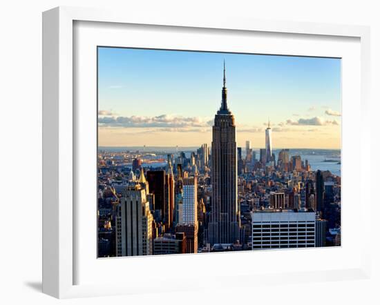 Downtown at Sunset, Empire State Building and One World Trade Center (1WTC), Manhattan, New York-Philippe Hugonnard-Framed Premium Photographic Print