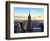 Downtown at Sunset, Empire State Building and One World Trade Center (1WTC), Manhattan, New York-Philippe Hugonnard-Framed Premium Photographic Print