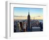 Downtown at Sunset, Empire State Building and One World Trade Center (1WTC), Manhattan, New York-Philippe Hugonnard-Framed Premium Photographic Print