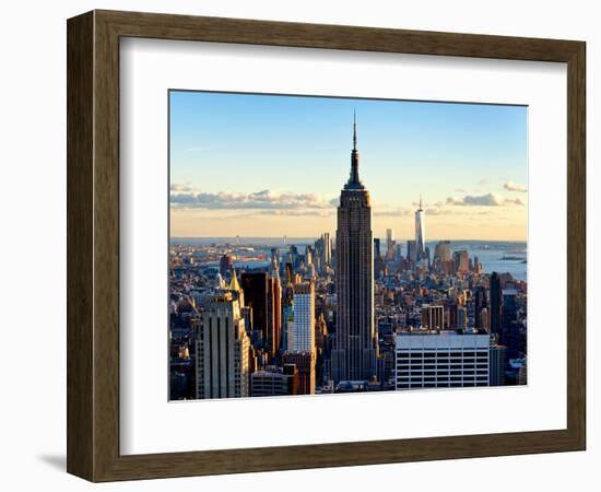 Downtown at Sunset, Empire State Building and One World Trade Center (1WTC), Manhattan, New York-Philippe Hugonnard-Framed Photographic Print
