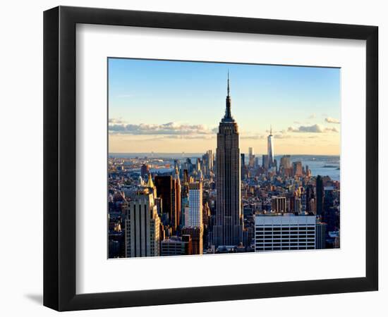 Downtown at Sunset, Empire State Building and One World Trade Center (1WTC), Manhattan, New York-Philippe Hugonnard-Framed Photographic Print