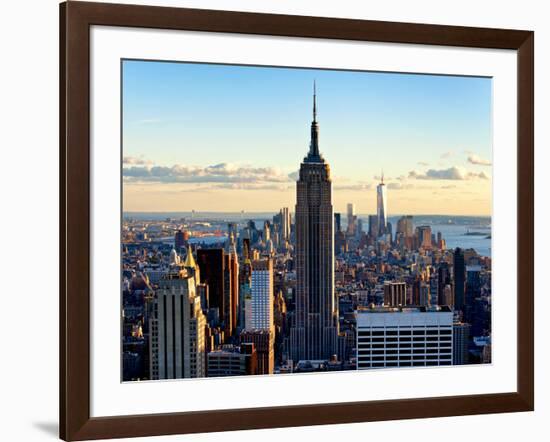 Downtown at Sunset, Empire State Building and One World Trade Center (1WTC), Manhattan, New York-Philippe Hugonnard-Framed Photographic Print