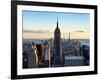 Downtown at Sunset, Empire State Building and One World Trade Center (1WTC), Manhattan, New York-Philippe Hugonnard-Framed Photographic Print