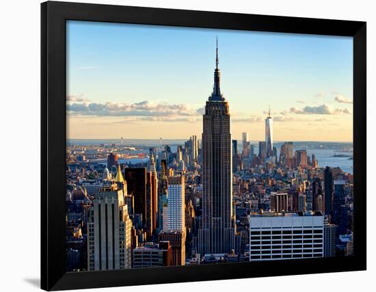 Downtown at Sunset, Empire State Building and One World Trade Center (1WTC), Manhattan, New York-Philippe Hugonnard-Framed Photographic Print