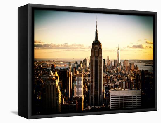 Downtown at Sunset, Empire State Building and One World Trade Center (1WTC), Manhattan, New York-Philippe Hugonnard-Framed Stretched Canvas
