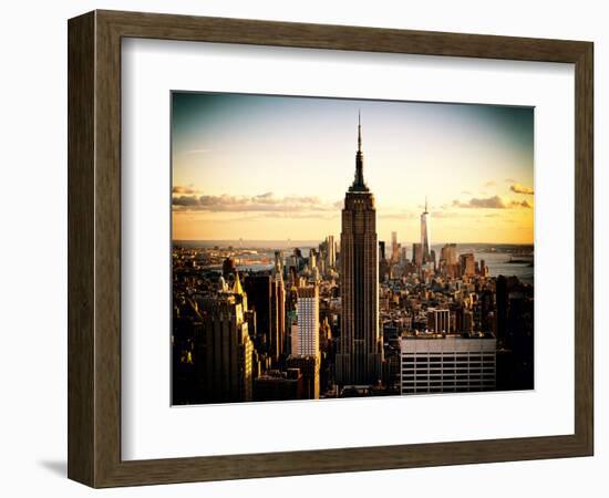 Downtown at Sunset, Empire State Building and One World Trade Center (1WTC), Manhattan, New York-Philippe Hugonnard-Framed Photographic Print