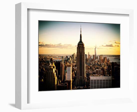 Downtown at Sunset, Empire State Building and One World Trade Center (1WTC), Manhattan, New York-Philippe Hugonnard-Framed Photographic Print