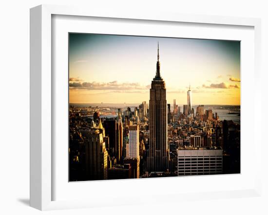 Downtown at Sunset, Empire State Building and One World Trade Center (1WTC), Manhattan, New York-Philippe Hugonnard-Framed Premium Photographic Print