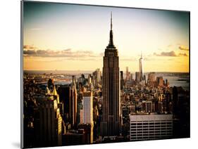 Downtown at Sunset, Empire State Building and One World Trade Center (1WTC), Manhattan, New York-Philippe Hugonnard-Mounted Premium Photographic Print