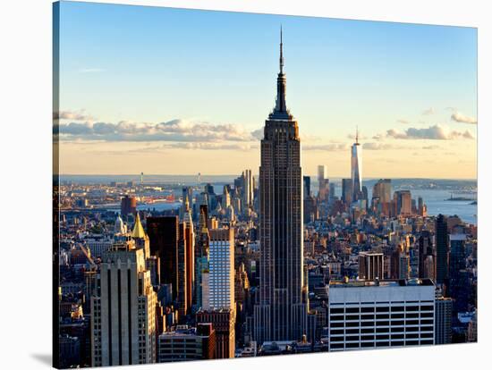 Downtown at Sunset, Empire State Building and One World Trade Center (1WTC), Manhattan, New York-Philippe Hugonnard-Stretched Canvas