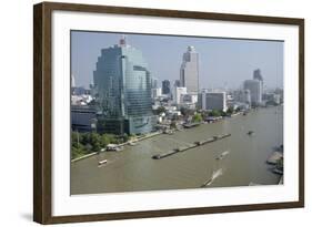 Downtown Bangkok Skyline View with Chao Phraya River, Thailand-Cindy Miller Hopkins-Framed Photographic Print