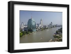 Downtown Bangkok Skyline View with Chao Phraya River, Thailand-Cindy Miller Hopkins-Framed Photographic Print