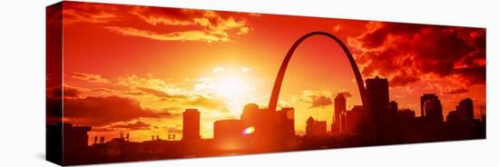 Downtown Buildings and Gateway Arch at Sunset, St. Louis, Missouri, USA-null-Stretched Canvas