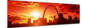 Downtown Buildings and Gateway Arch at Sunset, St. Louis, Missouri, USA-null-Mounted Premium Photographic Print