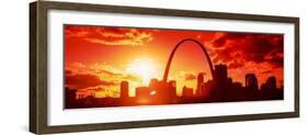 Downtown Buildings and Gateway Arch at Sunset, St. Louis, Missouri, USA-null-Framed Photographic Print