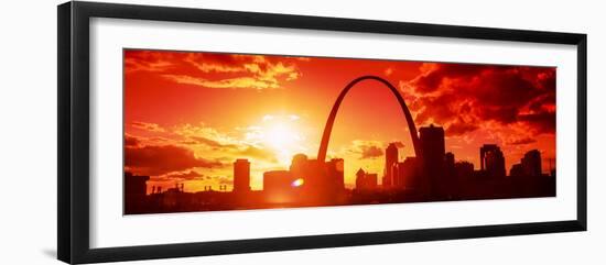 Downtown Buildings and Gateway Arch at Sunset, St. Louis, Missouri, USA-null-Framed Photographic Print