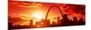 Downtown Buildings and Gateway Arch at Sunset, St. Louis, Missouri, USA-null-Mounted Photographic Print