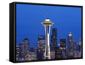 Downtown Buildings and the Space Needle, Seattle, Washington State-Christian Kober-Framed Stretched Canvas